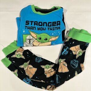 Star Wars Toddler Pajama Set – Size 4 – Baby Yoda “Stronger Than You Think - EUC
